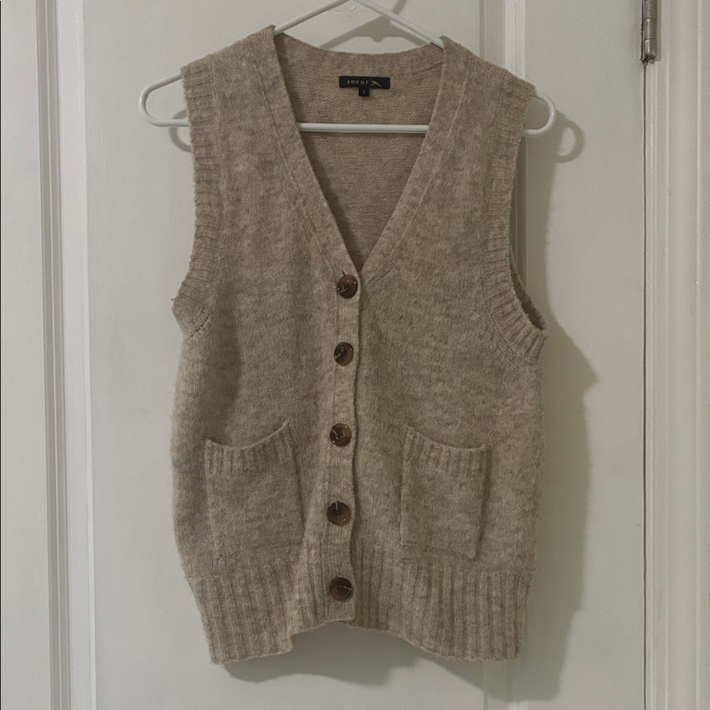Soeur * Fluo Sleeveless Vest * Ecru/Heather Beige * Size 1